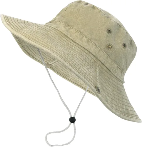 Vista 5 de Sombrero de sol de pesca lavado – ala ancha de algodón de verano playa al aire libre protección UV para hombres y mujeres