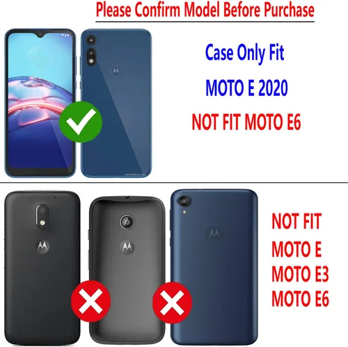 Vista 2 de STARSHOP Funda para teléfono Moto E, funda para teléfono Motorola Moto E, incluida [protector de pantalla de vidrio templado], funda de cuero Oscuro