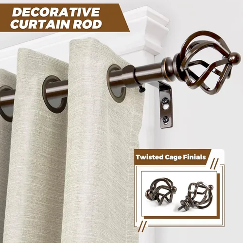 Vista 3 de KAMANINA Barras de cortina de bronce para ventanas de 48 a 84 pulgadas, barra de cortina individual ajustable de 32 a 86 pulgadas (2.6-7.1 pies)