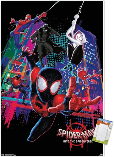 Vista 11 de Trends International Marvel Spider-Man - Póster de pared con texto en inglés "Into The Spider-Verse", 14.725 x 22.375 pulgadas, versión enmarcada