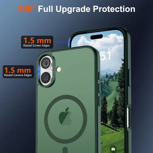 Vista 1121 de SUPFINE - Funda magnética para iPhone 13 Pro Max (compatible con MagSafe), (protección contra caídas de grado militar de 10 pies), delgada, Negro