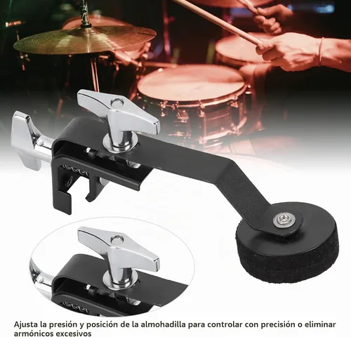 Vista 6 de Amortiguador de tambor silenciador de tambor Abrazadera externa en silenciador con almohadilla de fieltro para control de tono, práctica