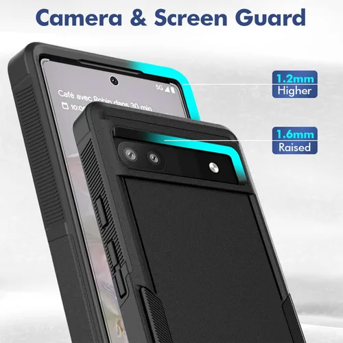 Vista 7 de Oumida Funda para Google Pixel 6A, funda de teléfono Dual Guard Pixel 6A, carcasa rígida de silicona híbrida a prueba de golpes, funda protectora