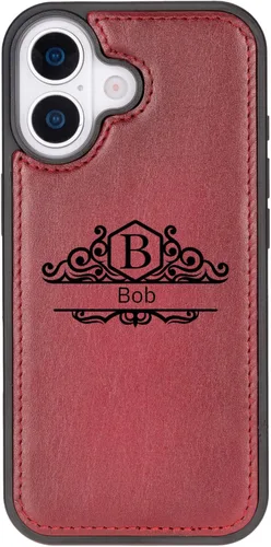 Vista 2 de Funda de piel tipo cartera para iPhone serie 17, bloqueo RFID, diseño desmontable 2 en 1 con ranuras para tarjetas, funda de piel de vaca roja