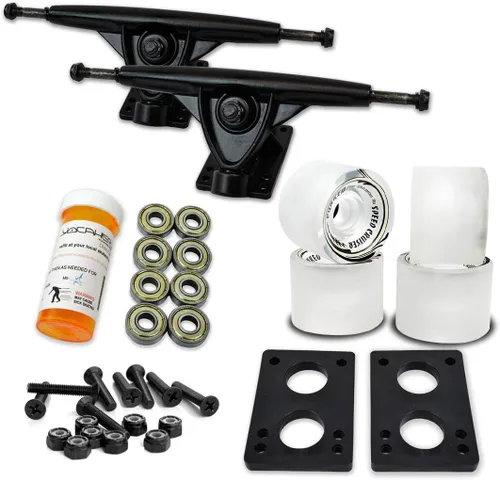 Vista 13 de Yocaher Longboard - Juego de ruedas para monopatín de 2.795 in + camiones negros de aluminio resistente de 7 pulgadas/7.087 in, rodamiento