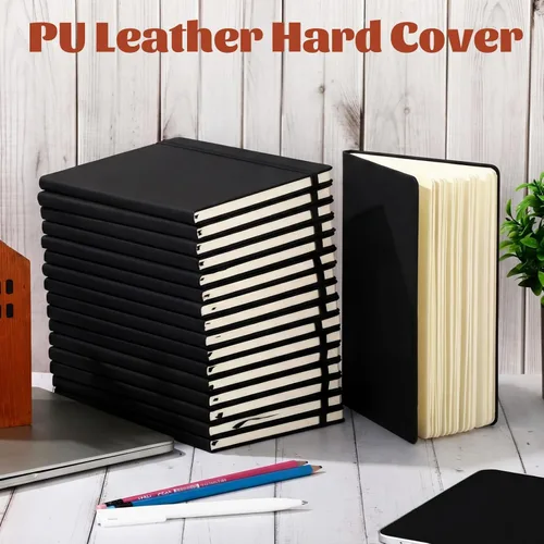 Vista 21 de Honoson 20 Pack Lined Journal Notebooks A5 Hardcover Executive Notebook 5.5" x 8.3" PU Leather Wide Ruled Journals Bulk with Elastic Band for Home