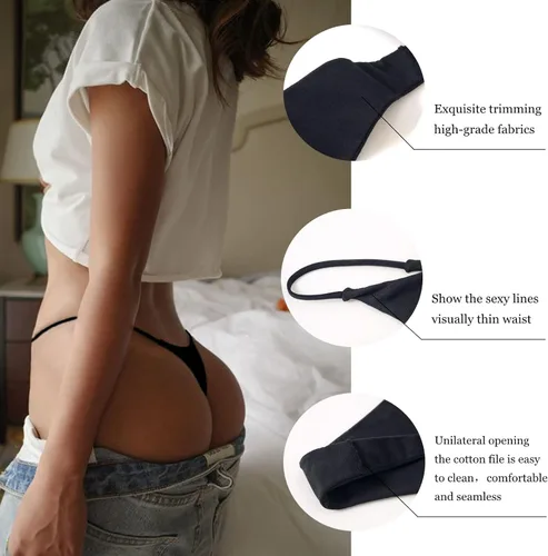 Vista 5 de Tangas G String para mujer, paquete de 5 tangas de tiro bajo para mujer, tanga de tangas en T