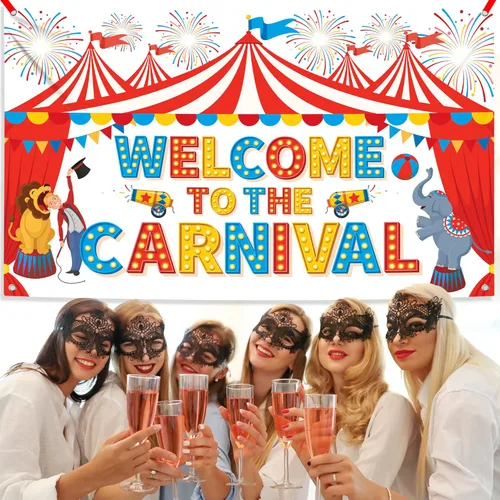 Vista 7 de KatchOn, Xtralarge - Cartel de bienvenida al carnaval - 72 x 44 pulgadas Decoraciones de fiesta temática de carnaval Decoración de fiesta