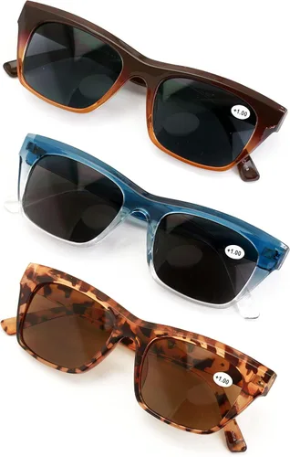 Vision World - 3 pares de lentes de sol de lectura para mujer, totalmente ampliados (no bifocales)