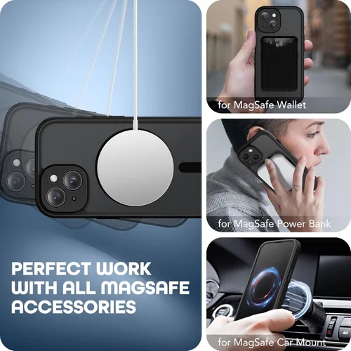 Vista 6 de TIESZEN Funda para iPhone 15, compatible con MagSafe, protector de pantalla de privacidad integrado y protección de cámara, antiespía, cuerpo