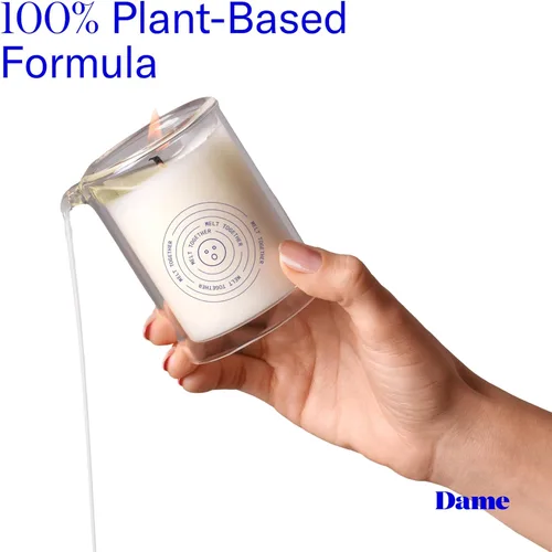 Vista 2 de Dame Products Vela de aceite de masaje, a base de plantas con kava kava, hidratante y relajante, aroma para derretir