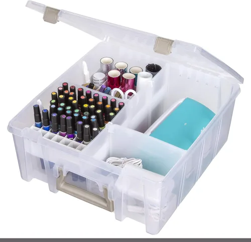 Vista 7 de ArtBin 6993SP Super Satchel Double Deep con bandeja de accesorios para manualidades en papel, transparente, 1 bolsa y 1 bandeja