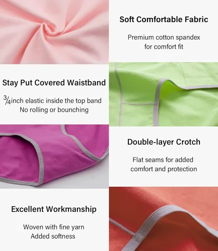 Vista 4 de wirarpa - Ropa interior elástica de algodón para mujer cómodas de media cintura pantaletas transpirables Multipaquete