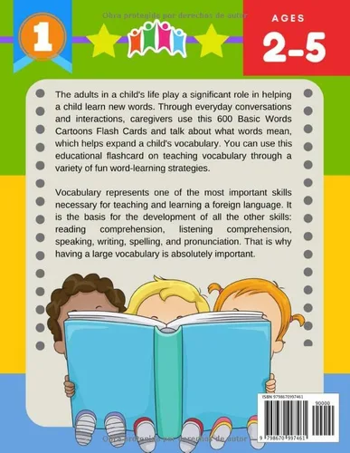 Vista 2 de 600 Tarjetas para Trabajar el Vocabulario Juegos Educativos de Preguntas Montessori para Niños Español Chino Easy learning basic words cartoon