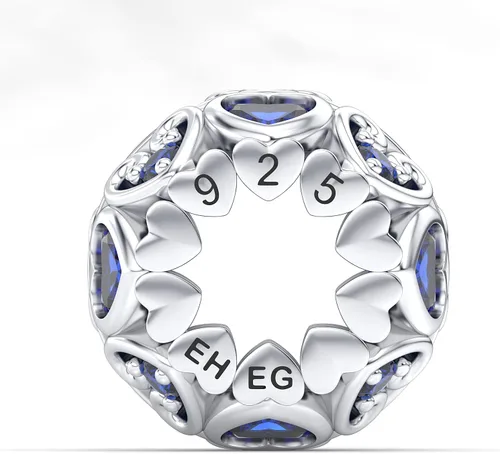 Vista 6 de Dijes de piedra natal con forma de corazón para pulseras y collares, plata de ley 925 con circonita cúbica 5A