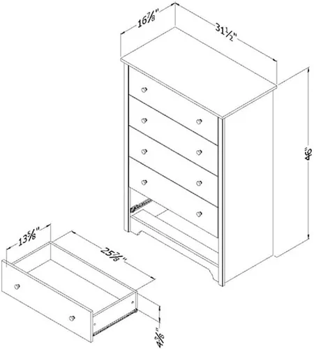 Vista 3 de South Shore Vito Collection - Tocador doble de 5 cajones.