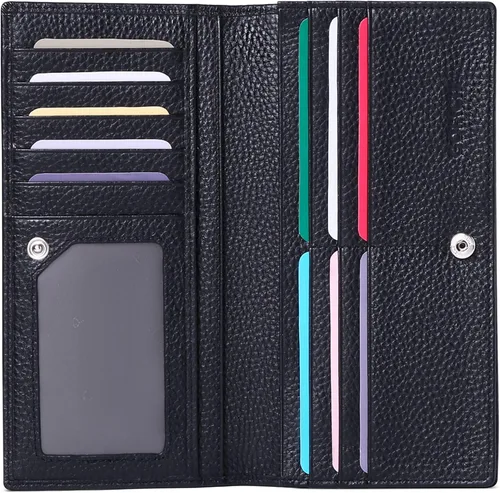 GOIACII Carteras ultrafinas para mujeres RFID bloqueo cuero tarjeta de crédito titular señoras Billfold Clutch