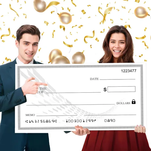 Vista 8 de Grandes cheques para presentaciones, enorme cheque falso de 30 x 16 pulgadas para premios y donaciones, reutilizable y perfecto para eventos