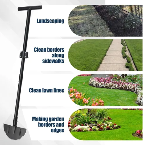 Vista 4 de Herramienta Bordeadora de Césped de Alta Resistencia, Cortador de Malezas de Acero al Carbono Ajustable de 34-49 pulgadas con Mango de Goma