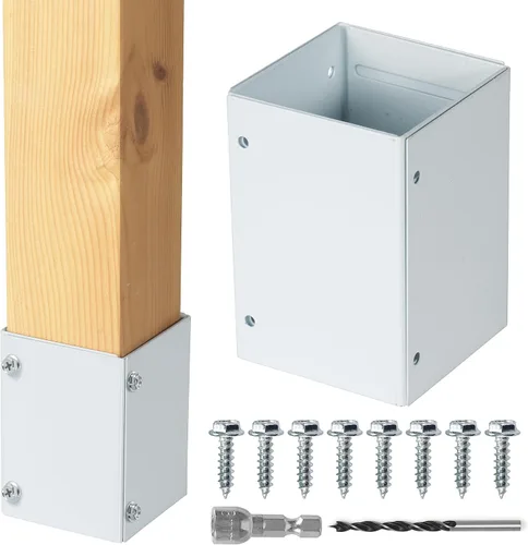 Vista 8 de Protector de poste ajustable de acero inoxidable (rango de 3.3 a 6 pulgadas), protege los buzones y vallas de madera de la cortadora de césped