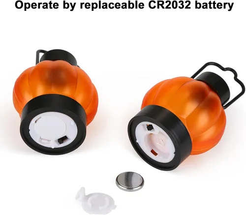 Vista 6 de IMAGE Farol de calabaza parpadeante, paquete de 12 luces LED parpadeantes de Halloween con velas sin llama que funcionan con pilas para Halloween