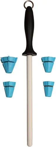 Vista 2 de HXT - Varilla de afilar gruesa de cerámica y guías de ángulo, 11 pulgadas resistente a los golpes, grano blanco 1500