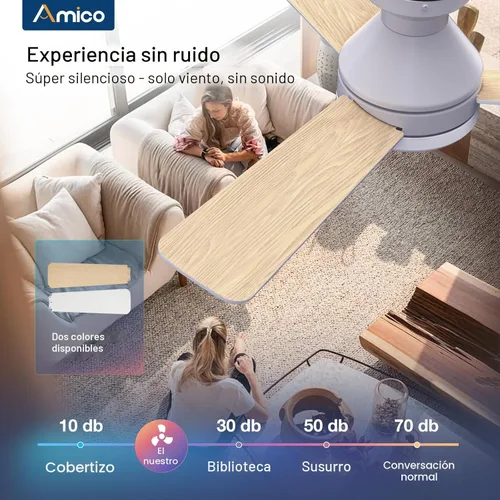 Vista 4 de Ventiladores de techo Amico con luces, ventilador de techo de 42 pulgadas de perfil bajo con luz y control remoto, montaje empotrado, reversible