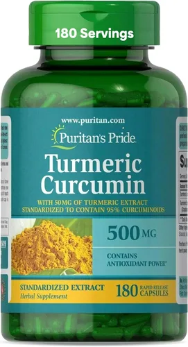 Puritan's Pride Curcumina de cúrcuma de 500 mg, estandarizada al 95% de cucuminoides, suplemento dietético a base de hierbas para la salud