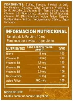 Vista 7 de Vitafer-L Gold AMC Multivitamínico. Caja de 15 sobres de 0.3 fl oz cada uno*100% Natural