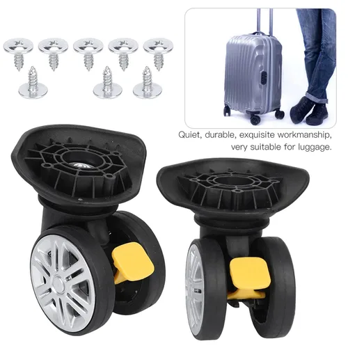Vista 7 de 1 par universal mute equipaje maleta ruedas reemplazo con freno para maletas piezas