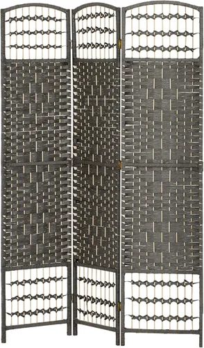 Vista 20 de HOMCOM Divisor de habitación de 4 paneles, pantalla de privacidad plegable, separador de habitación de 5.6 pies, divisor de pared de división Natural