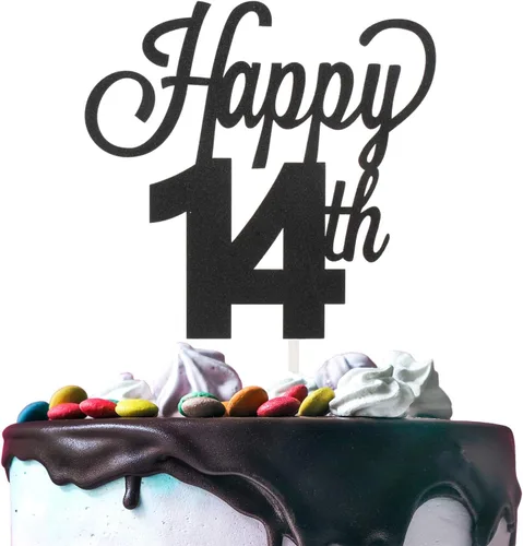 Vista 85 de LINGTEER - Decoración para pastel con texto "Happy Birthday 100", color negro