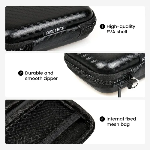 Vista 3 de Estuche para Auriculares, RISETECH Estuche de Transporte para Auriculares Soporte de Almacenamiento Mini Bolsa Auriculares Bolsa Pequeña Accesorios