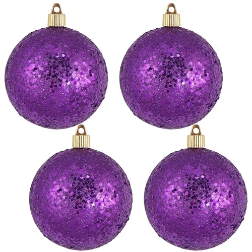 Vista 219 de Christmas By Krebs 6" (150mm) Purpurina Verde Esmeralda [2 Piezas] Esfera Extra Grande Sólida Super Grande de Plástico para Exteriores, Resistente
