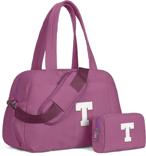 Vista 22 de Bolsa de lona Vogewood, bolsas personalizadas de fin de semana para mujer, bolsas de viaje con estuche de maquillaje, regalos de cumpleaños, Beige