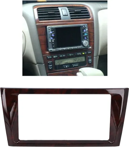 Vista 5 de Fydun Tablero de instalación doble DIN, ABS de caoba 2 DIN estéreo de audio Fascia Panel de fascia para coche para Avalon 2000-2004