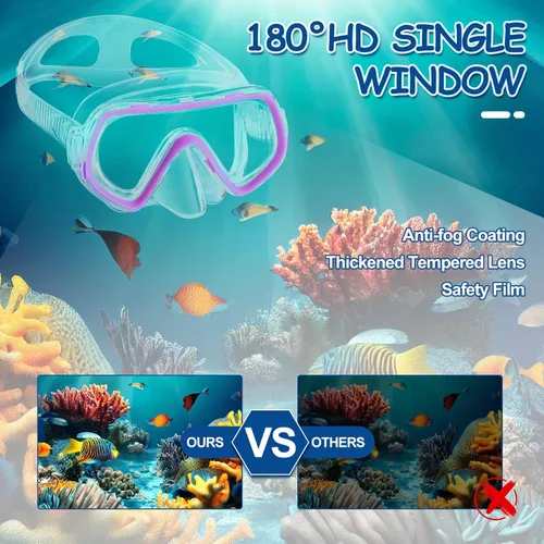 Vista 3 de Hoolerry 4 gafas de natación para niños con cubierta de nariz para 3-8, máscara de buceo de vidrio templado, antiniebla con correa elástica, máscara