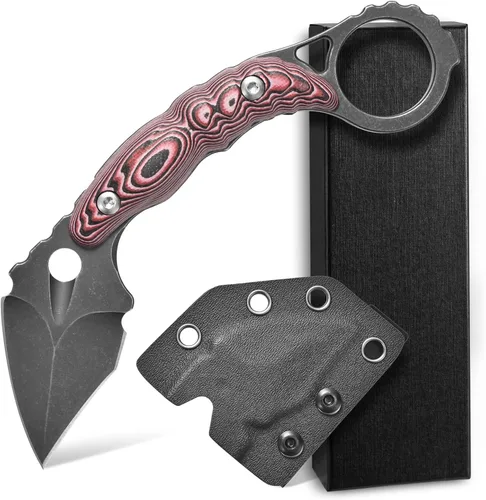 Vista 8 de C1107 Cuchillo de hoja fija con cuchilla D2, mango G10, cuchillo de garra para camping al aire libre, supervivencia, herramienta EDC, cuchillos Verde