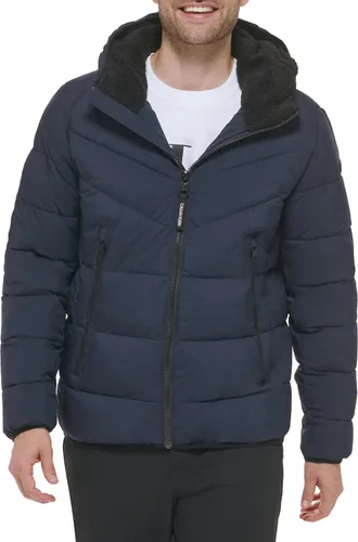 Vista 2 de Calvin Klein Abrigo de invierno para hombre con capucha Sherpa