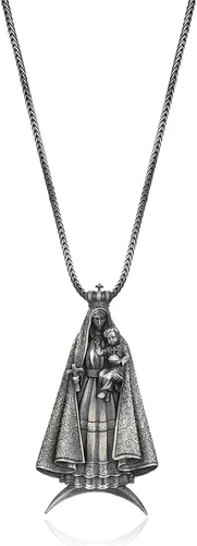 Virgen De La Caridad Del Cobre - Colgante de Madre Santa, 0.026-0.031 libras, 1.77 x 0.98 pulgadas, Collar de Virgen María de Ley 925K para hombres