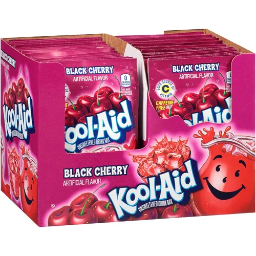 Kool-Aid - Mezcla de bebida en polvo sin azúcar con sabor a cereza negra, sin cafeína, 0.13 onzas (paquete de 96)