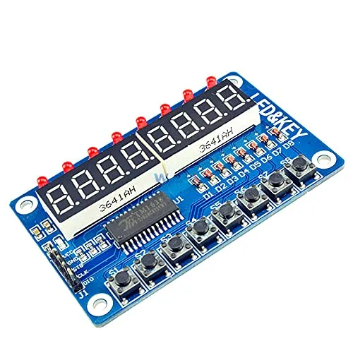 Vista 3 de TM1638 Pantalla LED Módulo de tubo digital de 8 bits para Arduino para AVR 7 segmento 8 bits rojo TM1638 clave LED panel de tablero de pantalla