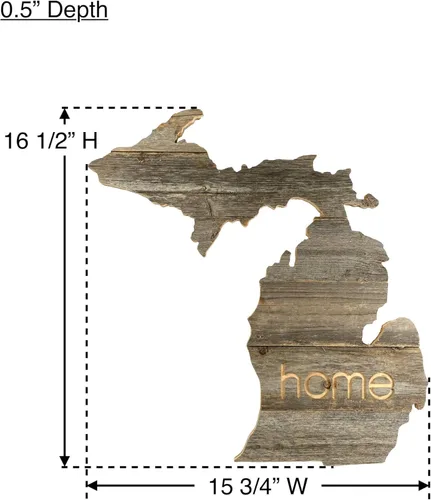 Vista 3 de Letrero de madera rústica de Michigan, decoración del hogar de pared estatal, es un gran regalo temático de MI para recién casados, nostalgia