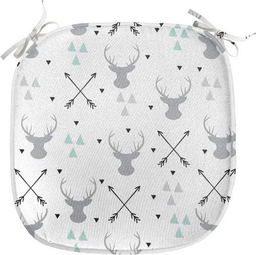 Vista 146 de Lunarable Juego de 4 cojines de asiento para silla, diseño de pétalos de flores de iris florecientes, arte de forma desgastada, acolchado de asiento