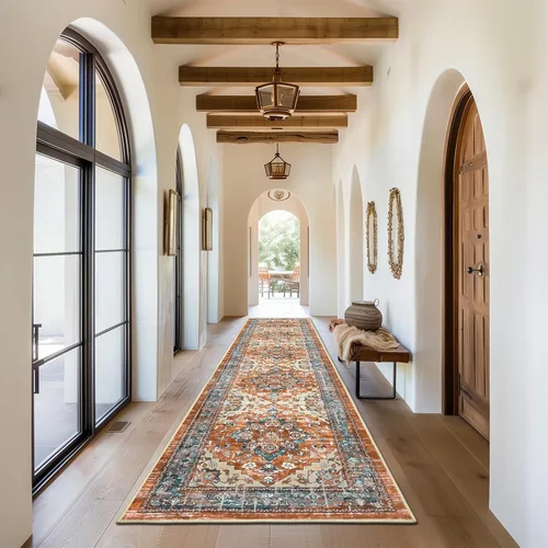 Vista 10 de Bsmathom Alfombra de Pasillo para Pasillos Antideslizante Lavable Boho 2x6 Alfombras de Pasillo Pelo Bajo Alfombras Vintage para Entrada, Cocina