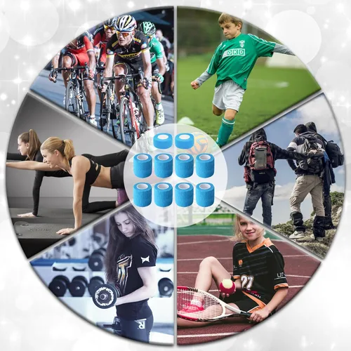 Vista 6 de Paquete de 10 vendajes autoadherentes elásticos cohesivos, cintas autoadhesivas para veterinarios, 2 tamaños