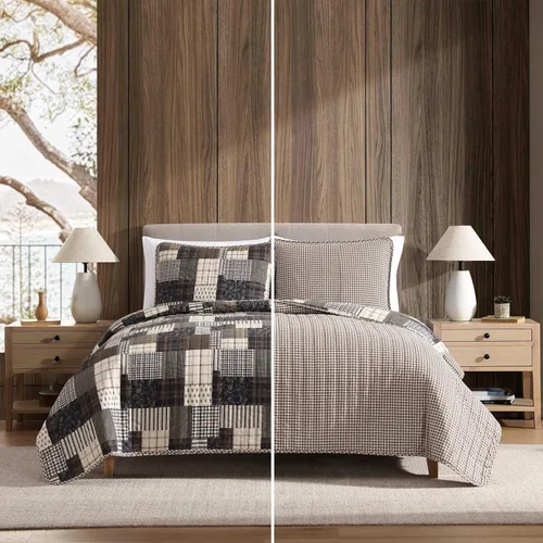 Vista 5 de Eddie Bauer - Juego de edredón individual, ropa de cama de algodón naturalmente suave con una sensación ligera para comodidad durante todo el año