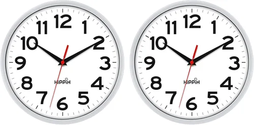 Vista 9 de HIPPIH Pack de 2 Relojes de Pared Silenciosos, de 12 Pulgadas, Sin Tictac, Digitales, de Barrido Silencioso, Decorativos, Funcionan