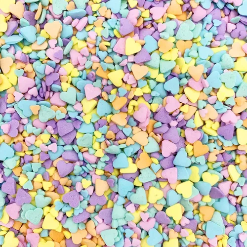 Chispas de San Valentín comestibles multicolor con corazones, mezcla de morado y amarillo para decorar pasteles, galletas, magdalenas, donas y