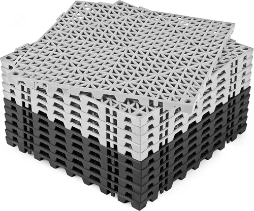 Vista 29 de ToLanbbt Cojín modular entrelazado 8P de 11.8 x 11.8 pulgadas, agujeros de drenaje de goma entrelazados antideslizantes para cubierta, ducha